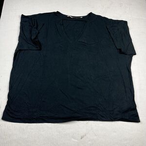 Rachel Roy V-Neck Cut Out T-Shirt Black Short Sleeve Top Casual Boxy Fit Tee 2X